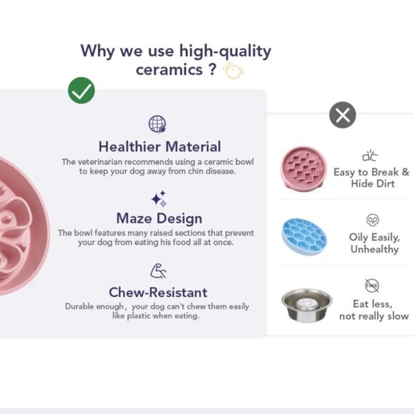 NIB LE TAUCI Dog Slow Feeder Ceramic, 1.5 Cups Slow Eater Bowl for Dogs - Picture 7 of 9